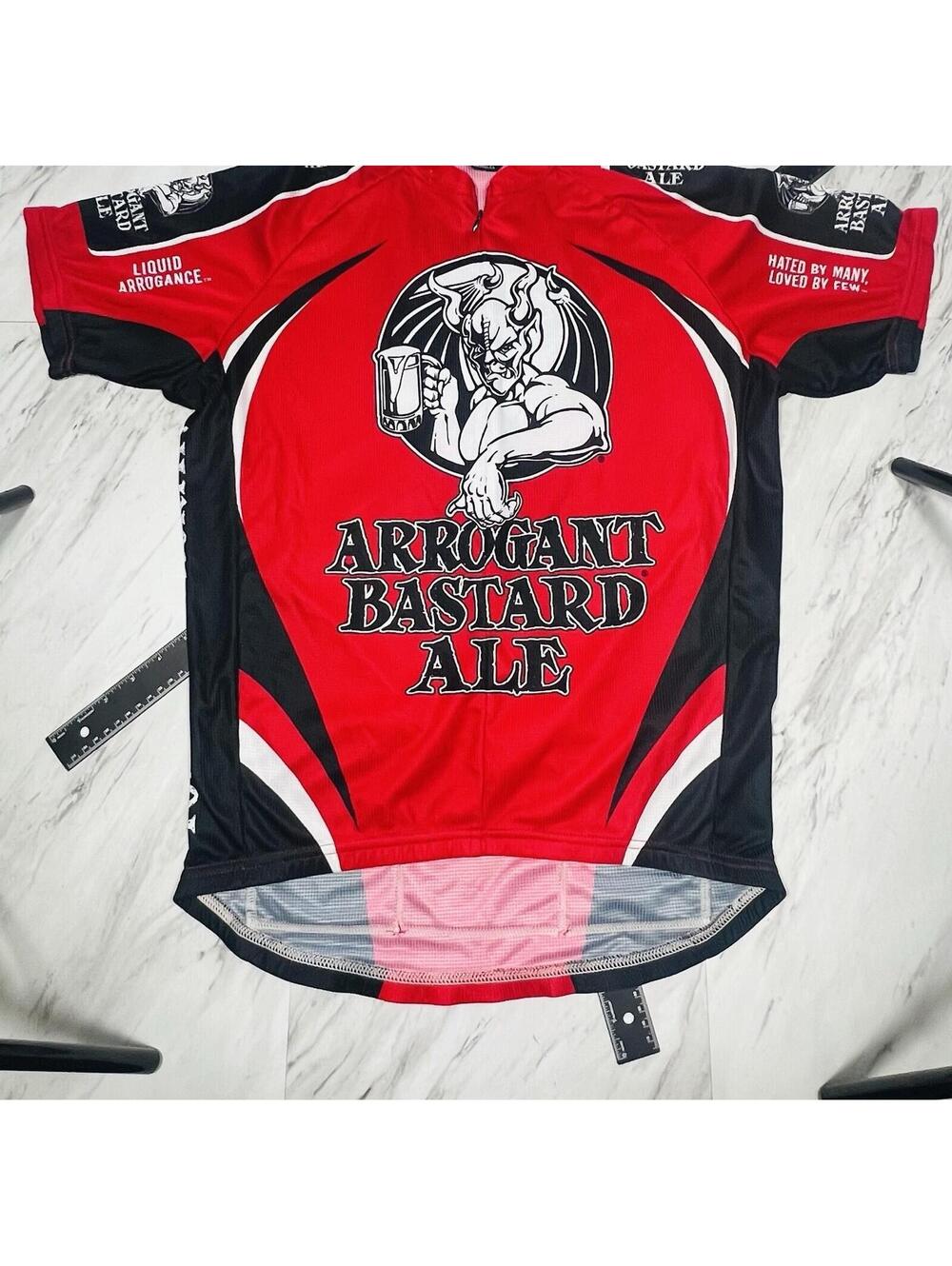 Canari Arrogant Bastard Ale Cycling Jersey Mens Large Red Full Zip Bike #13